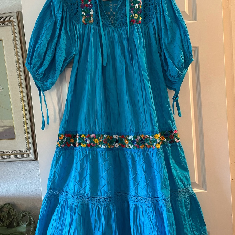 Spanish pleated cotton party dress